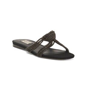 ARTEANA Black Made In Italy Handmade Capri Flat Crystal Slide Sandals